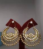 Gold Tone Kundan With Shell Pearls Chandbaali
