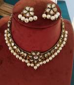 Gold And Black Handcrafted Kundan Choker Necklace Set