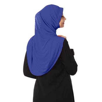 Blue Plain Poly Cotton Hijab 2