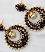 Antique Golden Blue N White Pearls Hangings In Antique Style