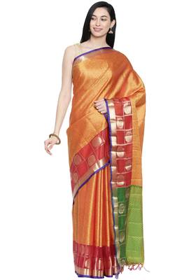CLASSICATE from the house of The Chennai Silks Women's Yellow Dupion Silk Saree Wlth Blouse 1