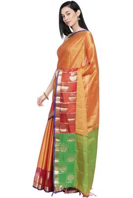 CLASSICATE from the house of The Chennai Silks Women's Yellow Dupion Silk Saree Wlth Blouse 2