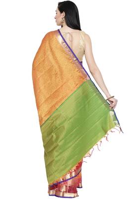 CLASSICATE from the house of The Chennai Silks Women's Yellow Dupion Silk Saree Wlth Blouse 3