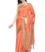 CLASSICATE from the house of The Chennai Silks Women's Peach Dupion Silk Saree Wlth Blouse