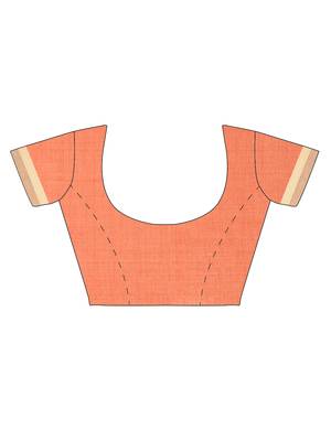 CLASSICATE from the house of The Chennai Silks Women's Peach Dupion Silk Saree Wlth Blouse 5