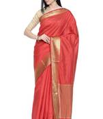 CLASSICATE from the house of The Chennai Silks Women's Coral Dupion Silk Saree Wlth Blouse