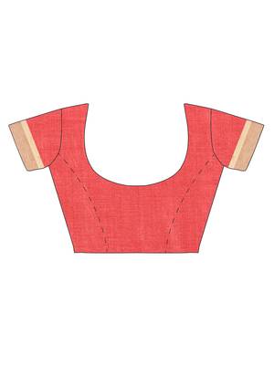 CLASSICATE from the house of The Chennai Silks Women's Coral Dupion Silk Saree Wlth Blouse 5