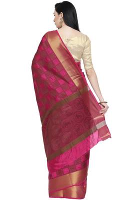 CLASSICATE from the house of The Chennai Silks Women's Pink Dupion Silk Saree Wlth Blouse 3