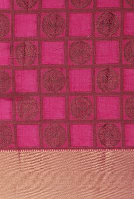 CLASSICATE from the house of The Chennai Silks Women's Pink Dupion Silk Saree Wlth Blouse 4