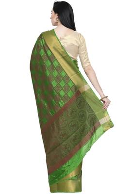 CLASSICATE from the house of The Chennai Silks Women's Green Dupion Silk Saree Wlth Blouse 3