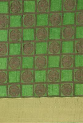 CLASSICATE from the house of The Chennai Silks Women's Green Dupion Silk Saree Wlth Blouse 4