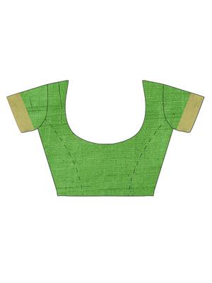CLASSICATE from the house of The Chennai Silks Women's Green Dupion Silk Saree Wlth Blouse 5