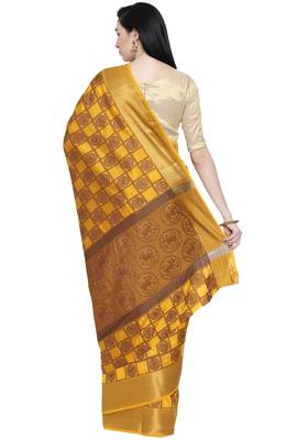 CLASSICATE from the house of The Chennai Silks Women's Yellow Dupion Silk Saree Wlth Blouse 3