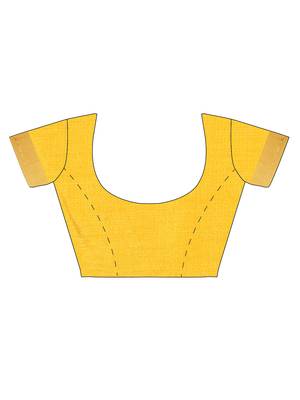 CLASSICATE from the house of The Chennai Silks Women's Yellow Dupion Silk Saree Wlth Blouse 5