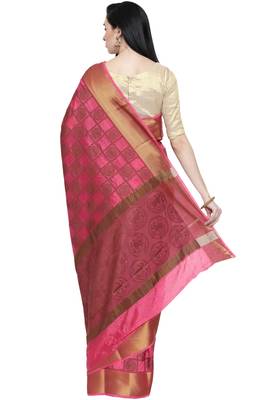 CLASSICATE from the house of The Chennai Silks Women's Pink Dupion Silk Saree Wlth Blouse 3