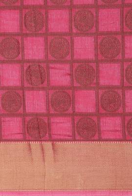 CLASSICATE from the house of The Chennai Silks Women's Pink Dupion Silk Saree Wlth Blouse 4