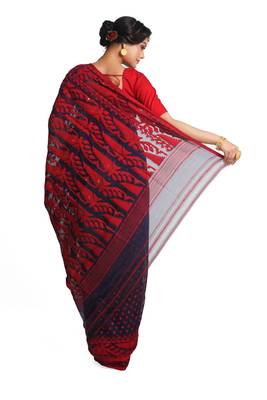 blue embroidred muslin saree with blouse 2