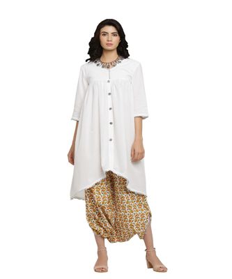 WHITE KURTA WITH ORANGE HAREM PANTS 