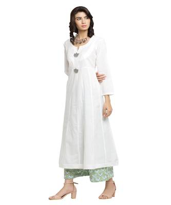 Whitekalidaar Kurta With Greenblue Palazzo 3