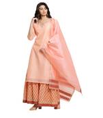 Pink Chanderi Kurta And Dupatta With Printed Cotton Shrara Pants