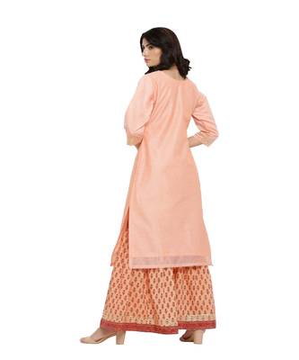 Pink Chanderi Kurta And Dupatta With Printed Cotton Shrara Pants 2