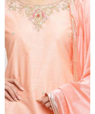 Pink Chanderi Kurta And Dupatta With Printed Cotton Shrara Pants 4