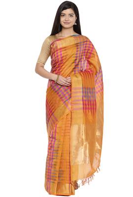 CLASSICATE from the house of The Chennai Silks Women's Multicolor Kora Silk Saree Wlth Blouse 1