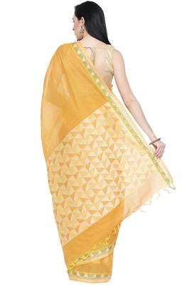 CLASSICATE from the house of The Chennai Silks Women's Yellow Coimbatore Cotton Saree Wlth Blouse 3