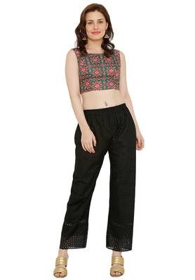 Green Cotton Silk Ikat Printed Blouse 4