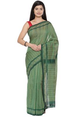 CLASSICATE from the house of The Chennai Silks Women's Green Pochampalli Cotton Saree Wlth Blouse 1
