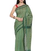 CLASSICATE from the house of The Chennai Silks Women's Green Pochampalli Cotton Saree Wlth Blouse