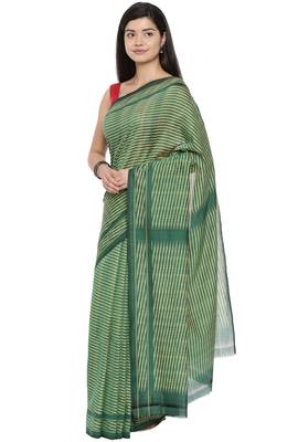 CLASSICATE from the house of The Chennai Silks Women's Green Pochampalli Cotton Saree Wlth Blouse 2