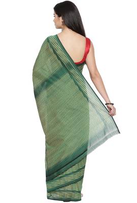 CLASSICATE from the house of The Chennai Silks Women's Green Pochampalli Cotton Saree Wlth Blouse 3