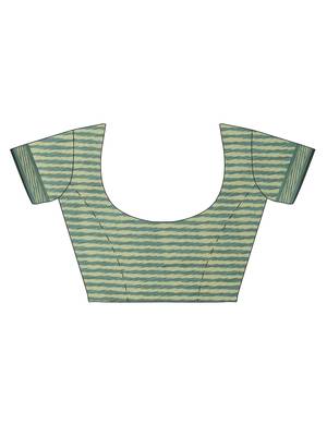 CLASSICATE from the house of The Chennai Silks Women's Green Pochampalli Cotton Saree Wlth Blouse 5