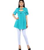 Turquoise plain rayon long-tops