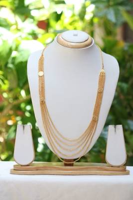 Multilayer gold tone long necklace 1