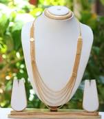 Multilayer gold tone long necklace