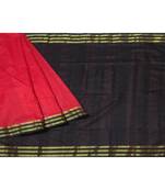 Red Woven Tussar Silk Saree With Blouse