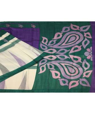 multicolor printed bhagalpuri silk saree with blouse 1
