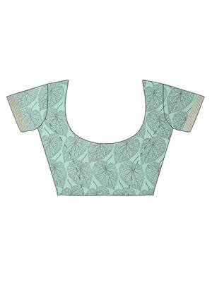 CLASSICATE from the house of The Chennai Silks Women's Green Printed Chanderi Cotton Saree Wlth Blouse 5