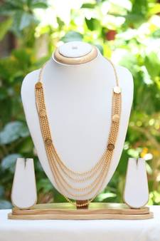 Multilayer beaded long chain necklace