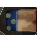 Dark Blue silk blend kanchipuram saree with blouse