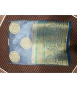 Navy blue silk blend saree with blouse