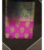 Pink paisley motif kanchipuram saree with blouse