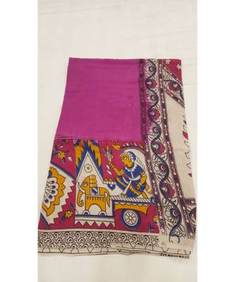 Pink cotton kalamkari saree with blouse 1