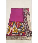 Pink cotton kalamkari saree with blouse