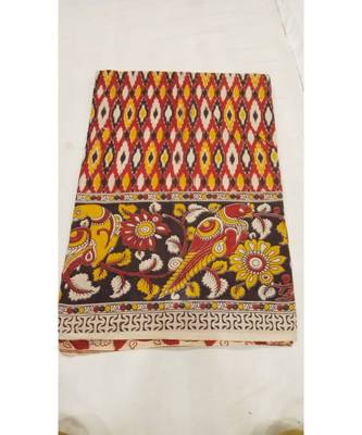 Traditional Ikat print kalamkari saree with blouse 1