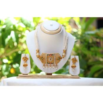 Multicolour stone studded multilayer pearl mala choker necklace set 2