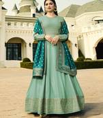 Light Turquoise Embroidered Silk Blend Salwar