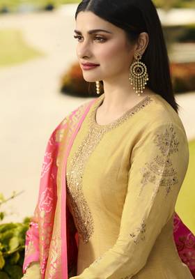 Yellow Embroidered Silk Blend Salwar 3